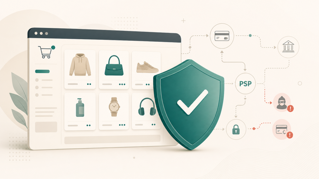 Hero-Illustration_mit_Online-Shop_und_Schutzschild_für_eine_Anti-Financial-Crime-Consulting-Angebotsseite Hero-Illustration_mit_Online-Shop_und_Schutzschild_für_eine_Anti-Financial-Crime-Consulting-Angebotsseite